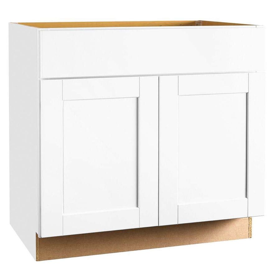 Hampton Bay Shaker 36 in. W x 24 in. D x 34.5 in. H Assembled Sink Base Kitchen Cabinet in Satin White KSB36-SSW - The Home Depot added by Trinity Lightfoot