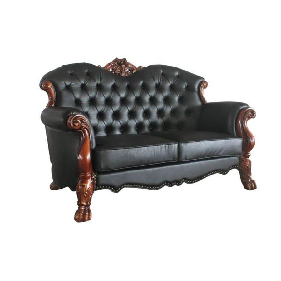 Acme Furniture Dresden 44 in. Cherry Oak Solid Leather 2-Loveseats with Tufted Back 58231 - The Home Depot added by Riley O'Bryan