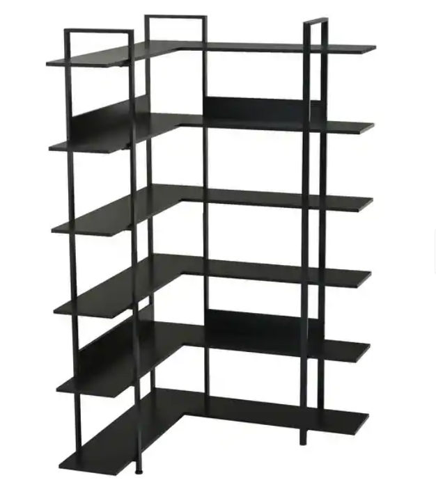 74.8" Height Modern Corner Bookshelf, L-shape Stainless Steel Frame 6-tier Corner Shelf Display Shelf with Adjustable Foot Pads - Bed Bath & Beyond - 38150482 added by Jasmine Benton