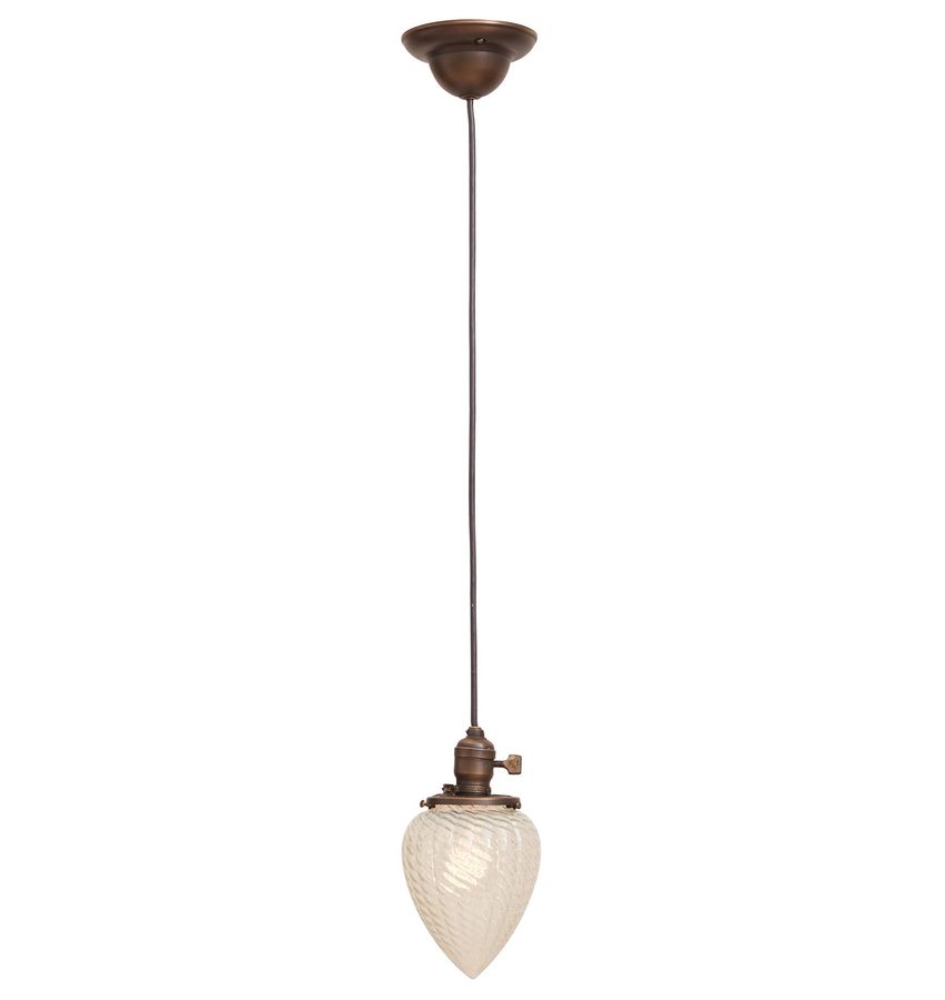 Victorian Cord Pendant With Textured Swirl Shade added by Rescued Room Design