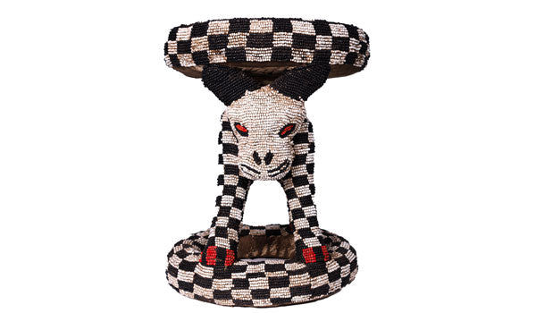 Hand-carved Central African Beaded Stool | African Arts added by Florence Duah