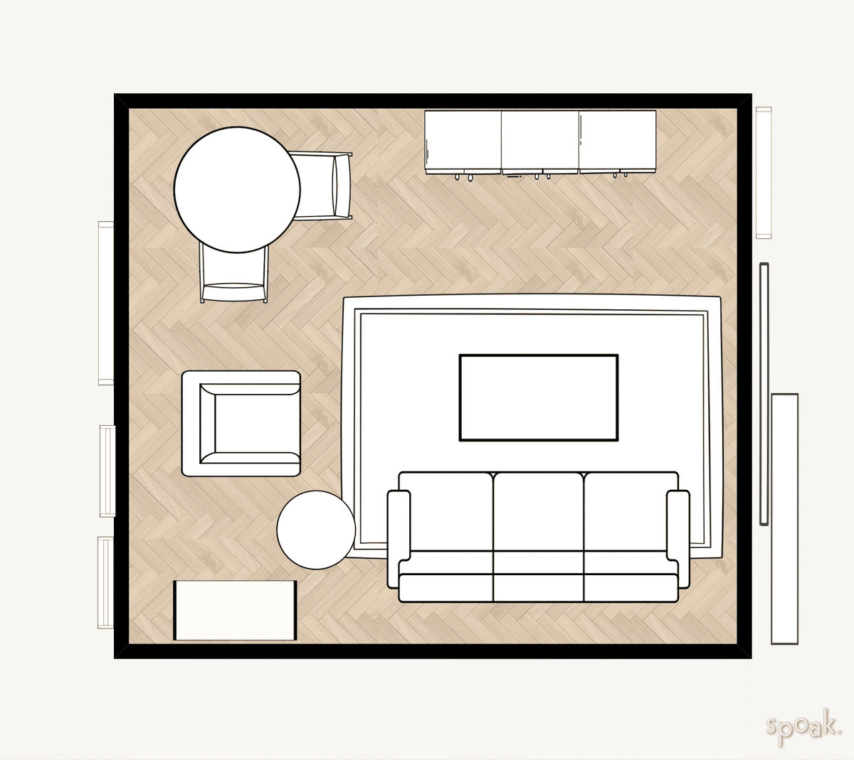 Living + Dining Room Layout designed by Alexis Kelly