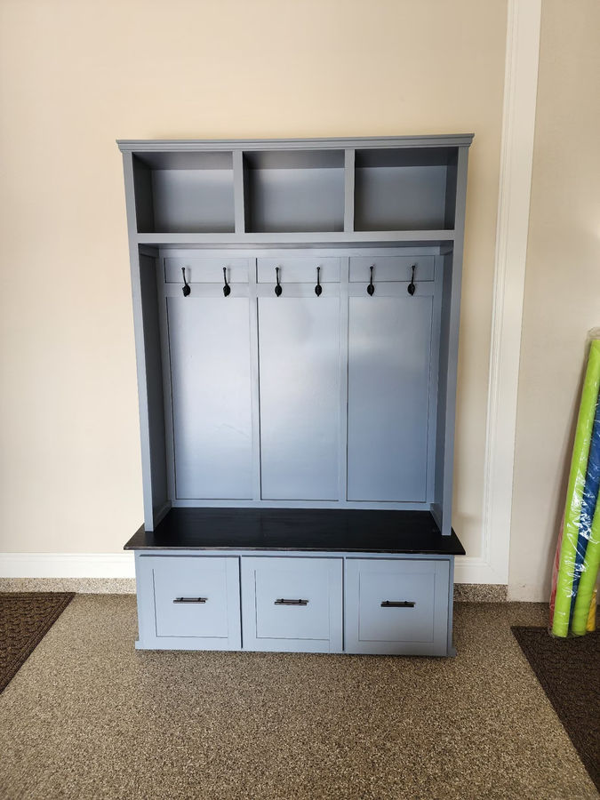 Farmhouse Hall tree with drawers added by Kelsea Miksch