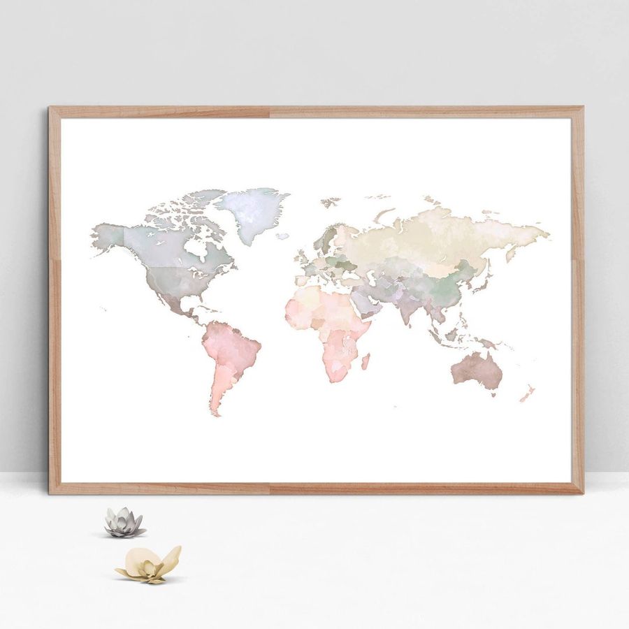 Original Pastel World Map Neutral Nursery Wall Decor - Etsy (24x36") added by Spoak Member