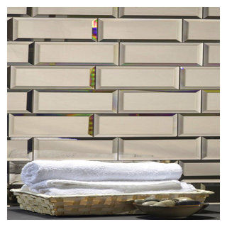 Diamond Glass Gold Mirror 3x12 Beveled Subway Tile,Peel & Stick, Set of 44 - Contemporary - Wall And Floor Tile - by ABOLOS by GBM | Houzz added by Leslie Burns