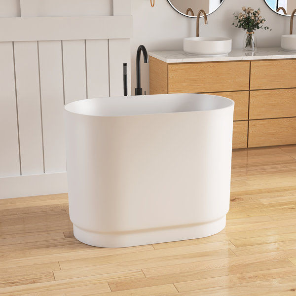 39'' Freestanding Tub Solid Surface Soaking Bathtub with Seat added by Agatha Creegan