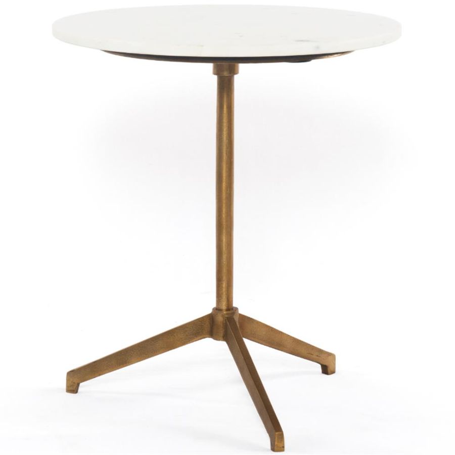 Parker Modern Classic White Marble Top Gold Aluminum Round Side End Table added by Jennifer Hickey