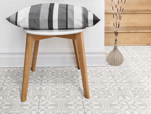 DELLA TORRE Annabelle Gray 8-in x 8-in Glazed Porcelain Encaustic Floor Tile Lowes.com added by Jamie Stellato