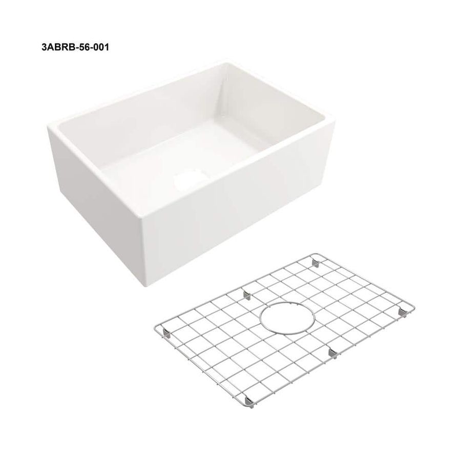 Glacier Bay 27 in. Farmhouse/Apron-Front Single Bowl White Fireclay Kitchen Sink with Bottom Grid 191500013086 - The Home Depot added by Ashley powell