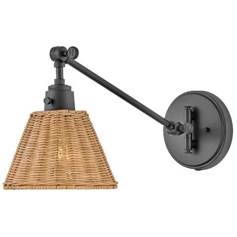 Sconce Arti-Small Single Light Sconce-Black With Light Natural Rattan Shade - #075D4 | Lamps Plus added by Maria Browne