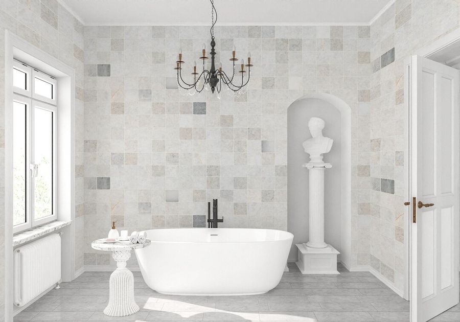 Luxury Bathroom Wall Design, Tile Design Wallpaper, Self Adhesive Peel and Stick Wall Murals, Ceramic Patterned Bathroom Wallpaper - Etsy Mexico added by Carla Gonçalves