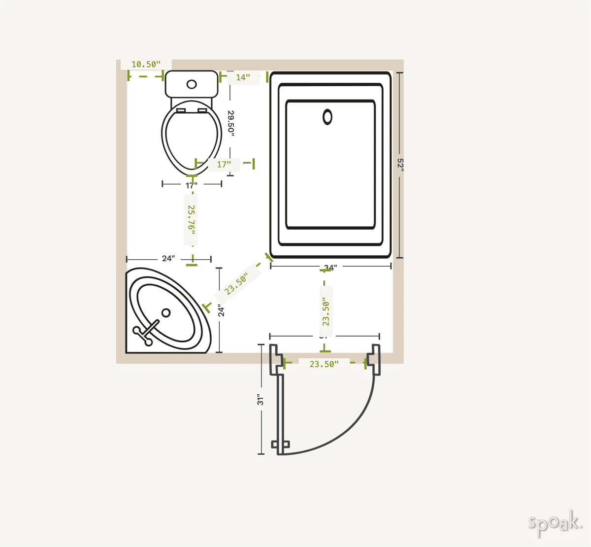Half Bathroom Plan designed by Greer Roberts