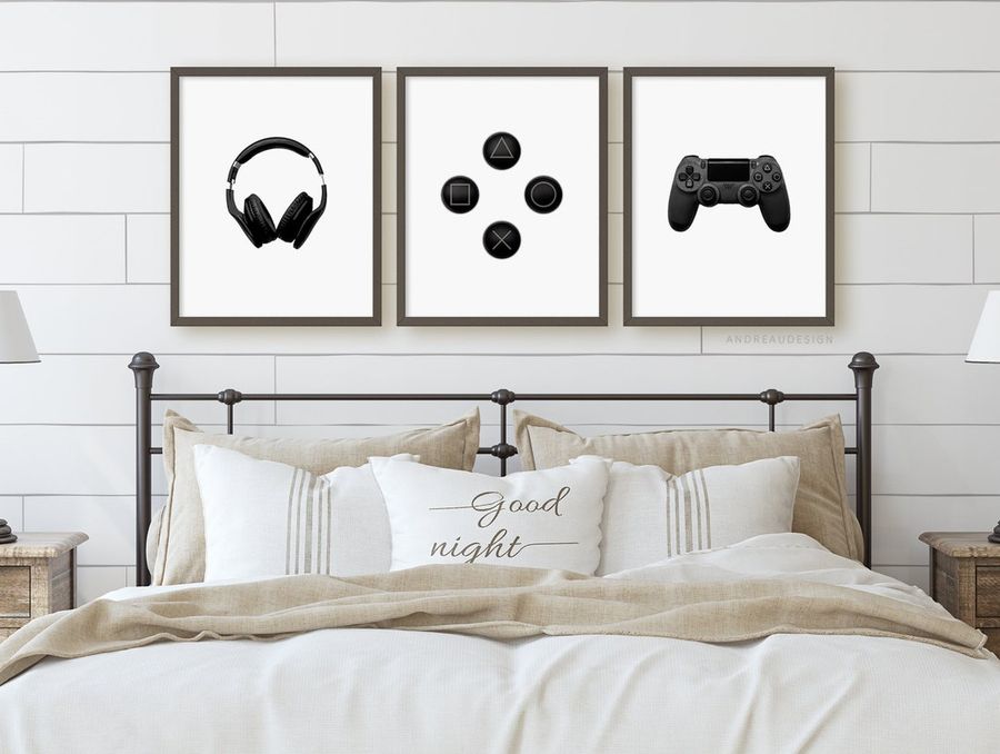 Set of 3 Black and White Headphones Art and Video Game Prints, Teen Boy Wall Art, Teenage Boys Bedroom Decor, Gamer Gift, Poster Printable - Etsy added by Holly Kamstra