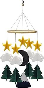 Baby Crib Mobile Wooden Wind Chime Mobile Crib Bed Forest Mobile Felt Moon Crib Mobile Nursery Decoration Toy Hanging Ornament Pendant Photography Props added by Rim Berradi