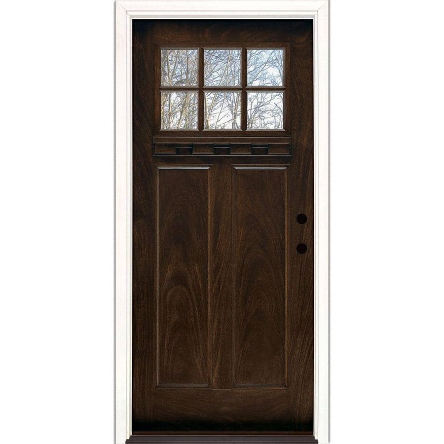 Feather River Doors 37.5 in. x 81.625 in. 6 Lite Craftsman Stained Chestnut Mahogany Left-Hand Inswing Fiberglass Prehung Front Door FF3790 - The Home Depot added by Lexi Olson