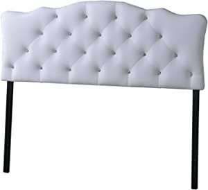 Baxton Studio Rita Modern and Contemporary Full Size White Faux Leather Upholstered Button-Tufted Scalloped Headboard added by Christina Llanes