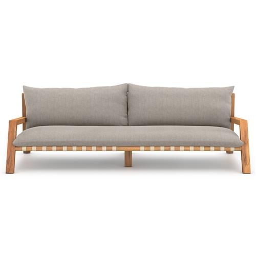 Luana Coastal Beach Light Grey Cushion Natural Teak Wood Outdoor Sofa - 95"W added by rachel laney