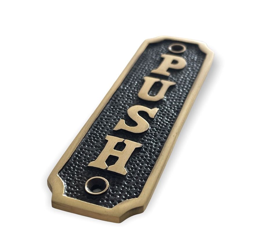 Victorian Style Antique push Door Sign Brass - Etsy added by Kristi Kautz