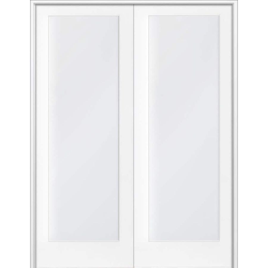 Krosswood Doors 60 in. x 80 in. Craftsman Shaker 1-Lite Satin Etch Both Active MDF Solid Hybrid Core Double Prehung Interior Door PHID.SH.402SE.50.68.138-AA - The Home Depot added by HELEN SALGADO