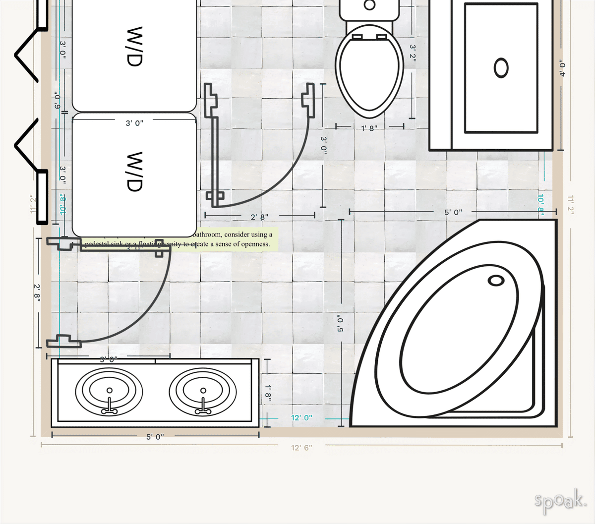 Bathroom Floor Plan designed by Mindy Zastrow