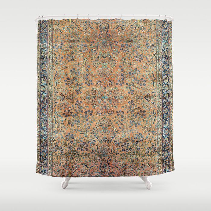 Kashan Floral Persian Carpet Print Shower Curtain by Vicky Brago-Mitchell® added by Shannon Harvey