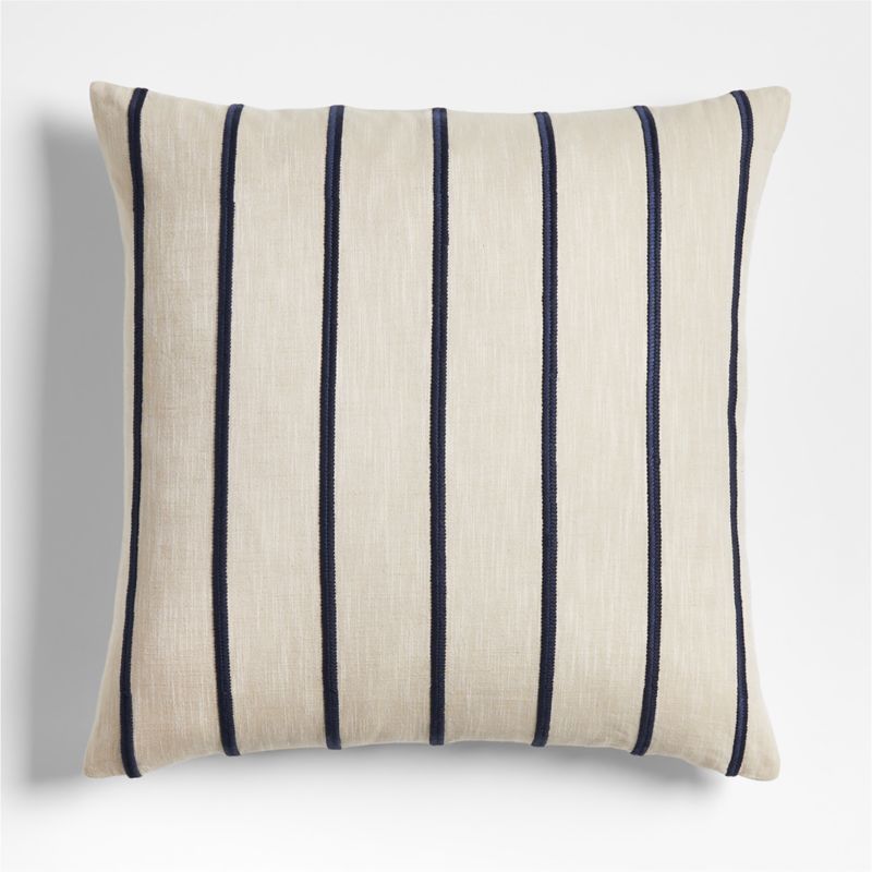 Como Cotton Embroidered Thin Stripe 23"x23" Deep Indigo Blue Throw Pillow Cover | Crate & Barrel added by Egina Manachova/Silverbark Studio