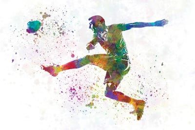 Man Soccer Football Player XVII Art Print by Paul Rommer | iCanvas added by HELEN SALGADO