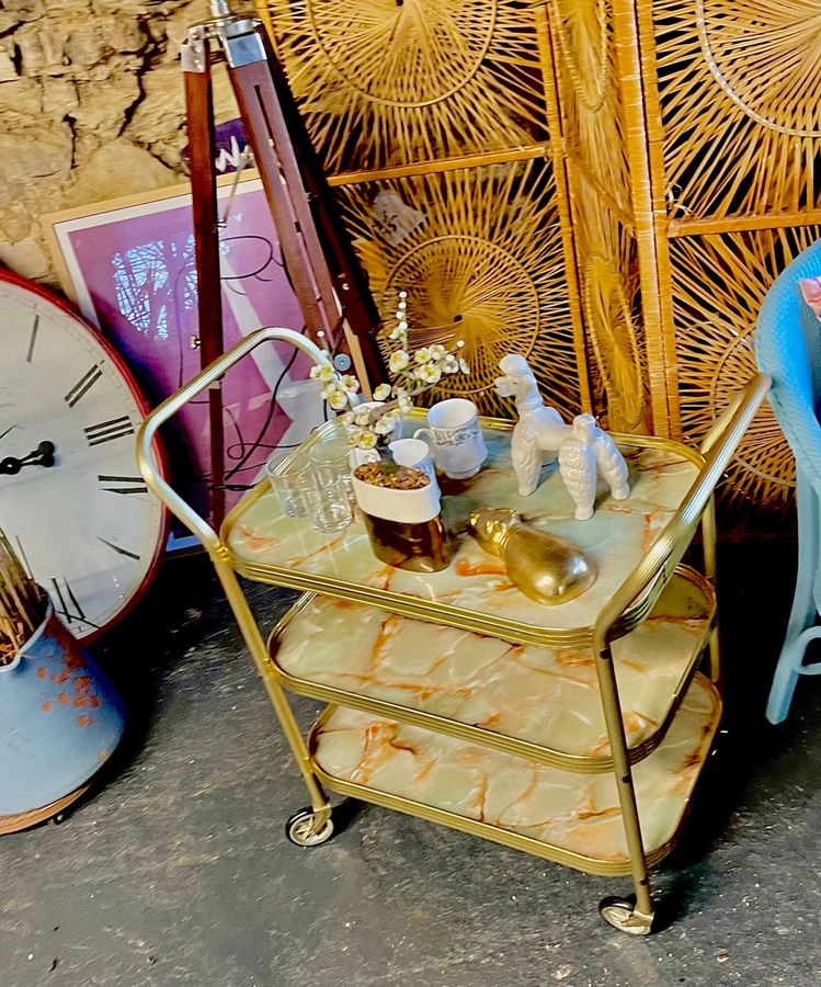 Onyx Three Tier Mid Century Bar Cart Drinks Trolley Plant - Etsy added by Christina Eberhard