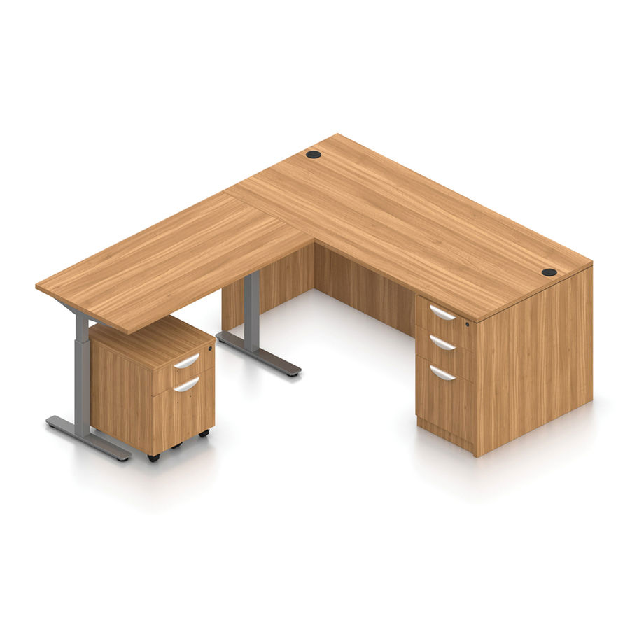 Offices To Go Layout L-Shape Desk with Height Adjustable Table Base, Autumn Walnut added by Madeline Wood