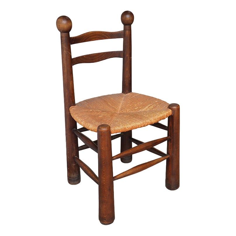 Vintage Brutalist Chair in Oak and Woven Straw, 1950s added by Rose Jacobsen