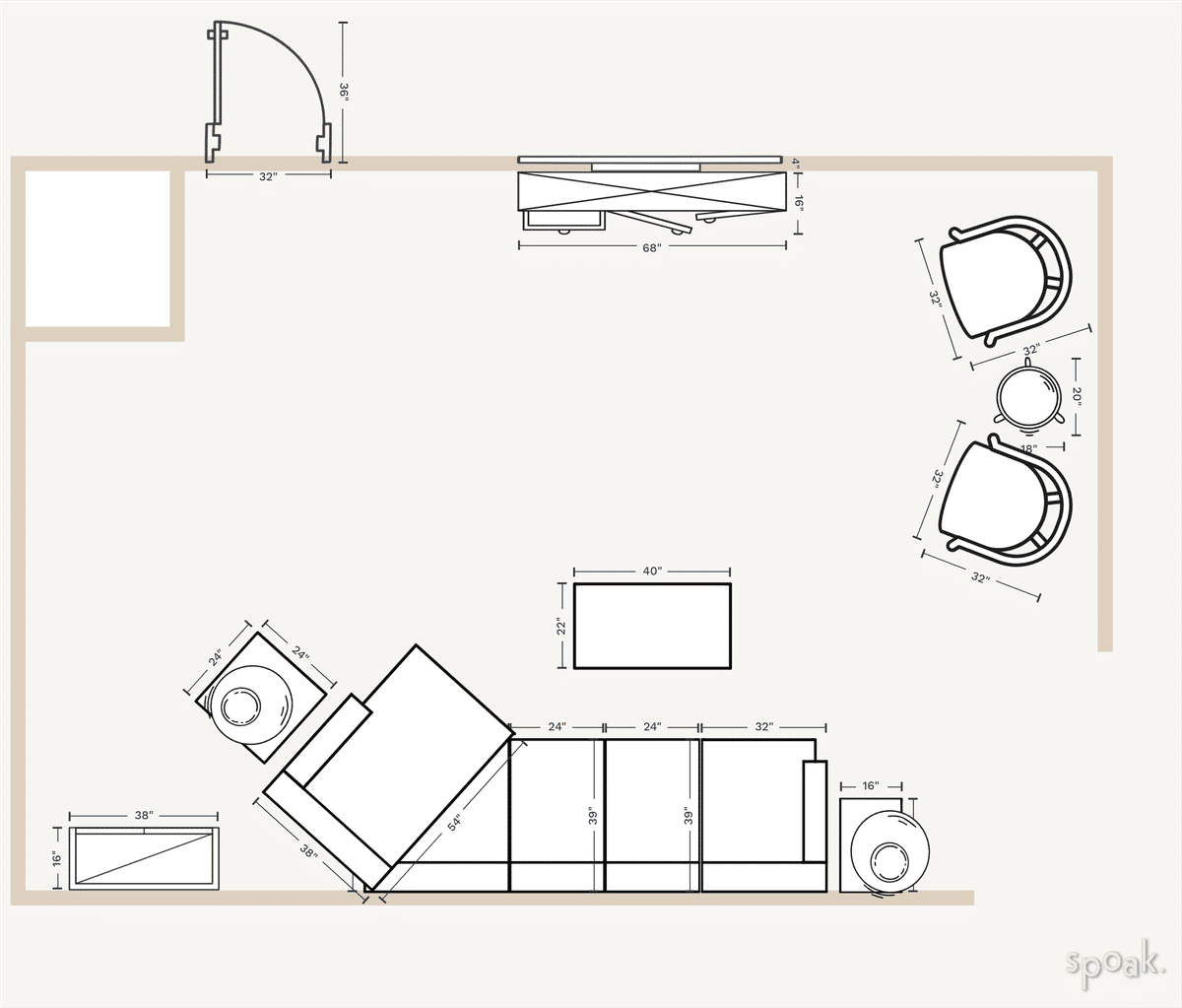 TV Room Layout designed by The Graymill