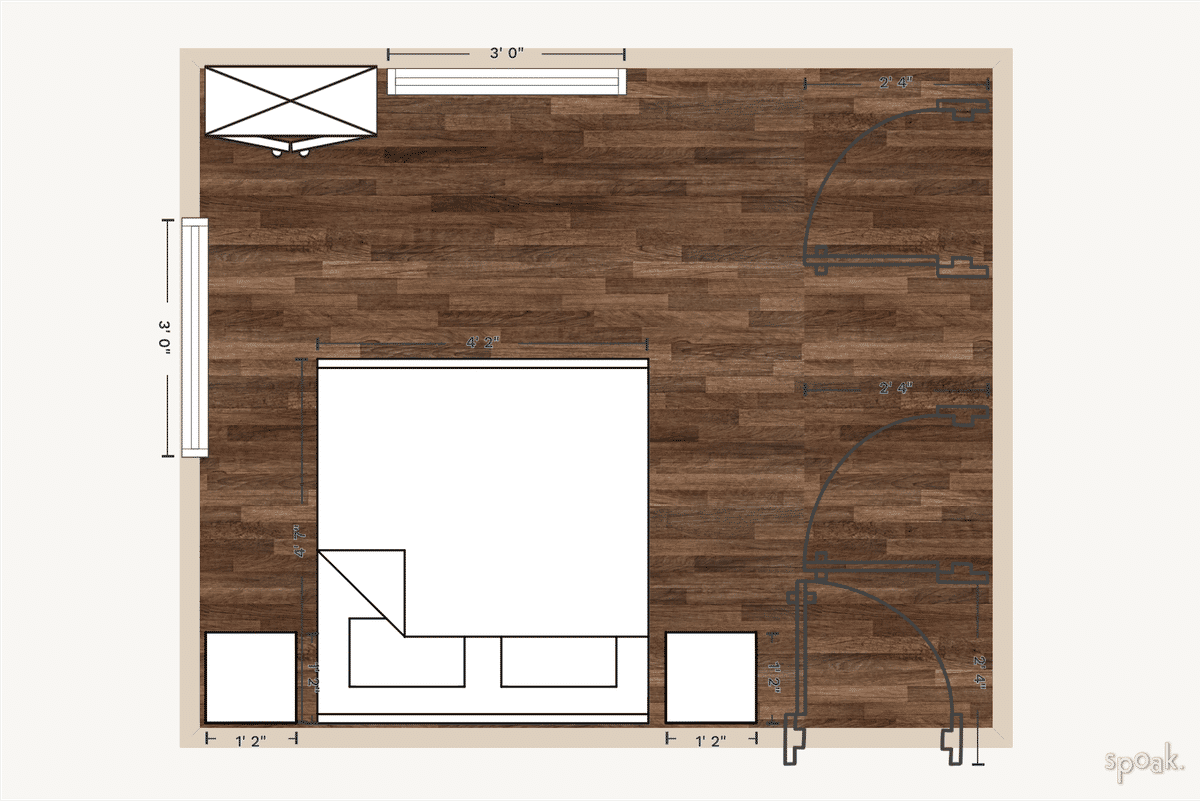 Primary Bedroom Plan designed by Kyra McDonald