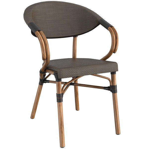 (2 PACK) Bistro Style Outdoor Dining Arm Chair With Bamboo Aluminum Frame - Walmart.com added by Melissa Fraum