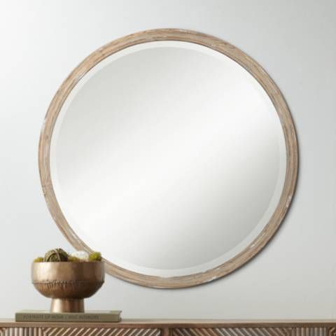 Uttermost Greta Faux Wood Finish 34" Round Wall Mirror - #176E6 | Lamps Plus added by Nikki Rajnovich