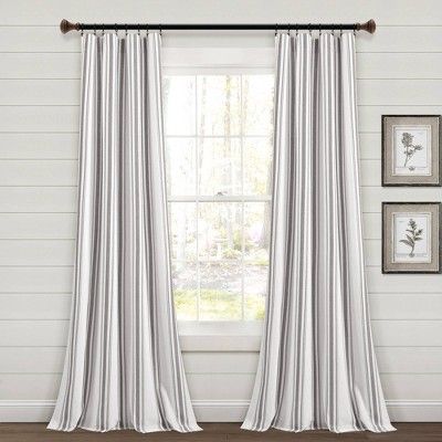 Set of 2 (84"x42") Farmhouse Striped Yarn Dyed Eco-Friendly Recycled Cotton Window Curtain Panels Gray - Lush Décor added by Kourtney Penix