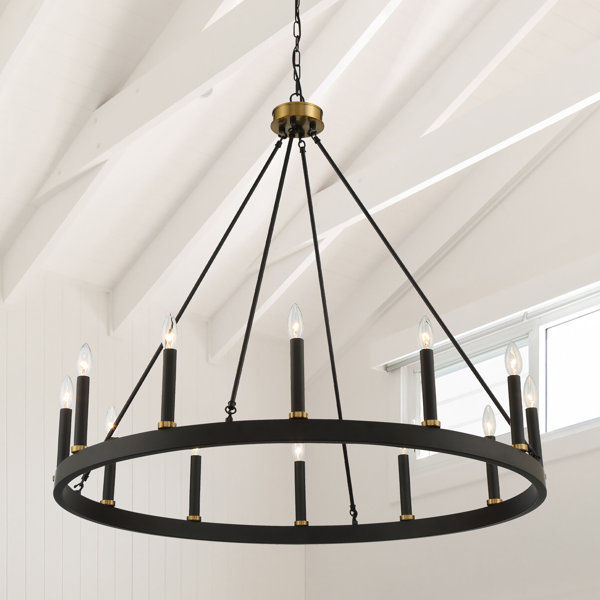 Avalee 12 - Light Living Room Steel Dimmable Candle Style Wagon Wheel Chandelier UL Certified added by Jillian Palmer