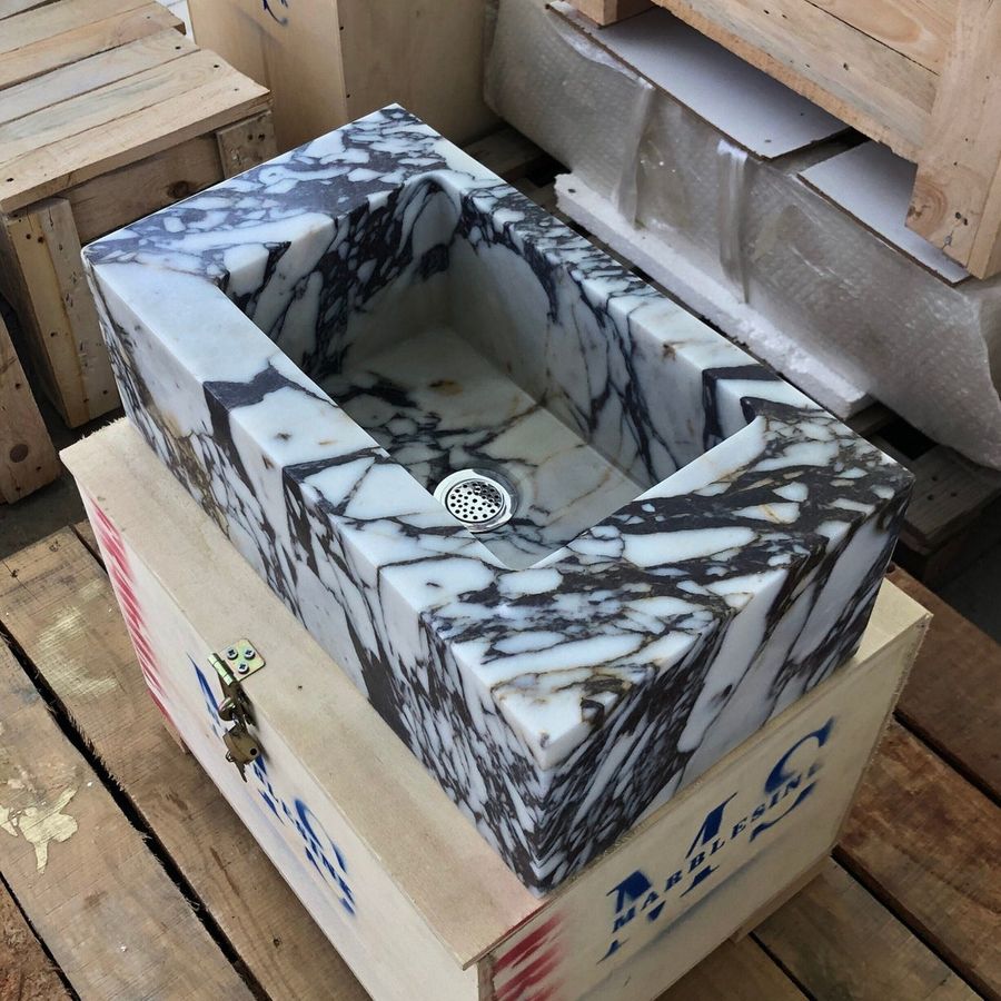 Calacatta Viola Sink Natural Stone Handcrafted Wallmount Sink Luxury Home Wall Mounted Sink Bathroom Vanity Vessel Sink - Etsy added by Sarah Rose