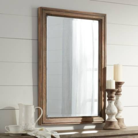 Lesley Beaded Wood 26 3/4" x 37" Wall Mirror - #70T40 | Lamps Plus added by Leslie Burns