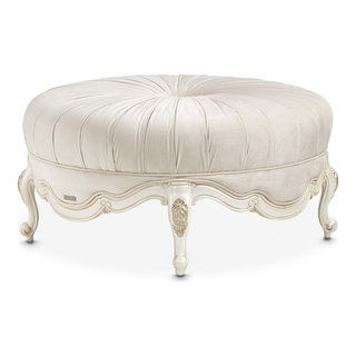 Lavelle Classic Pearl Round Velvet Ottoman, Ivory - Traditional - Footstools And Ottomans - by HedgeApple | Houzz added by Frankie Wiles