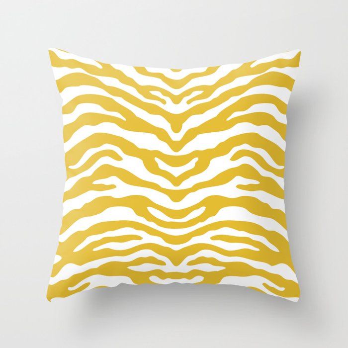Zebra Wild Animal Print Mustard Yellow Throw Pillow by Tony Magner Design | Society6 added by Emma Benzie