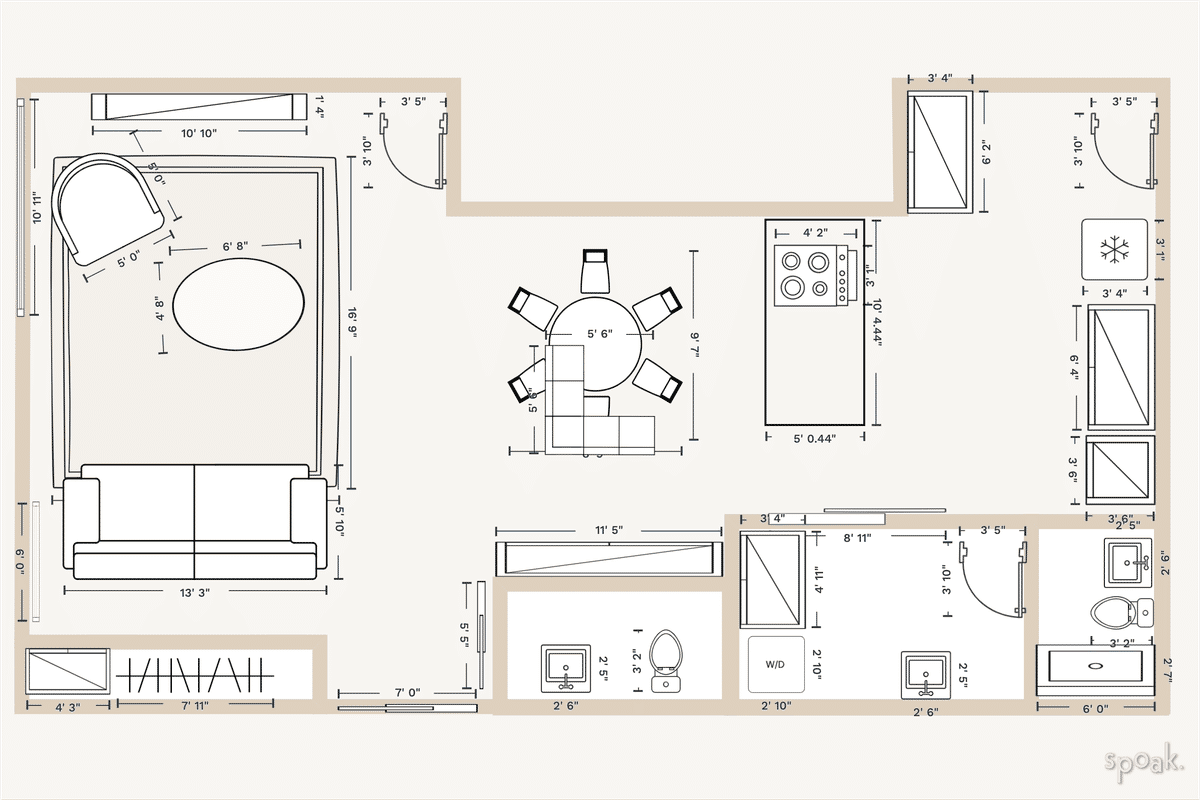 Dining room layouts and floor plan ideas.