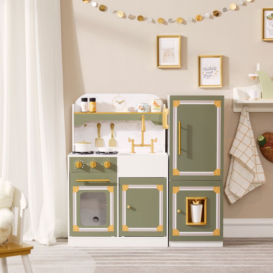 Teamson Kids Versailles Deluxe Play Kitchen Plus Refrigerator and 15 Accessories, Olive Green added by Cimon Greenfield