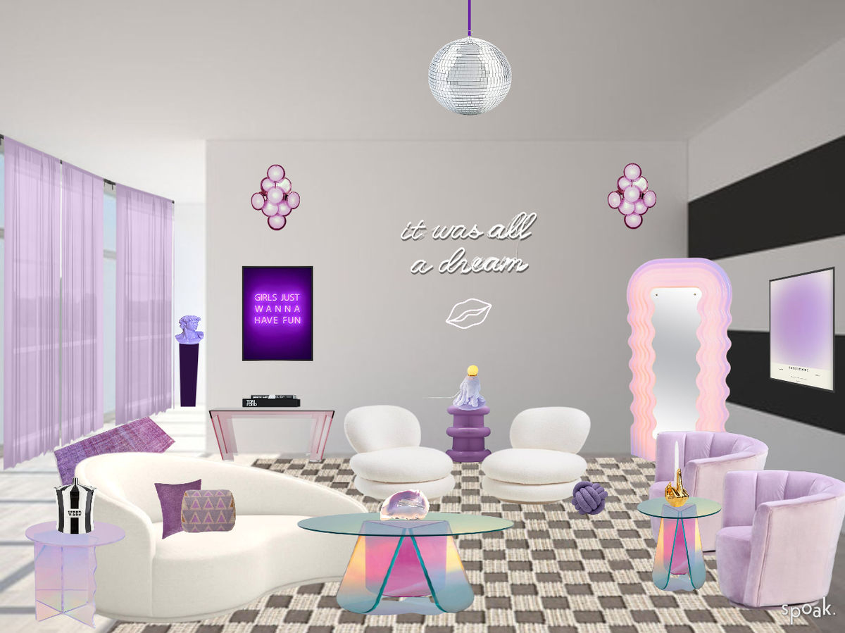 Purple Living Room Inspiration designed by Xakota Espinoza