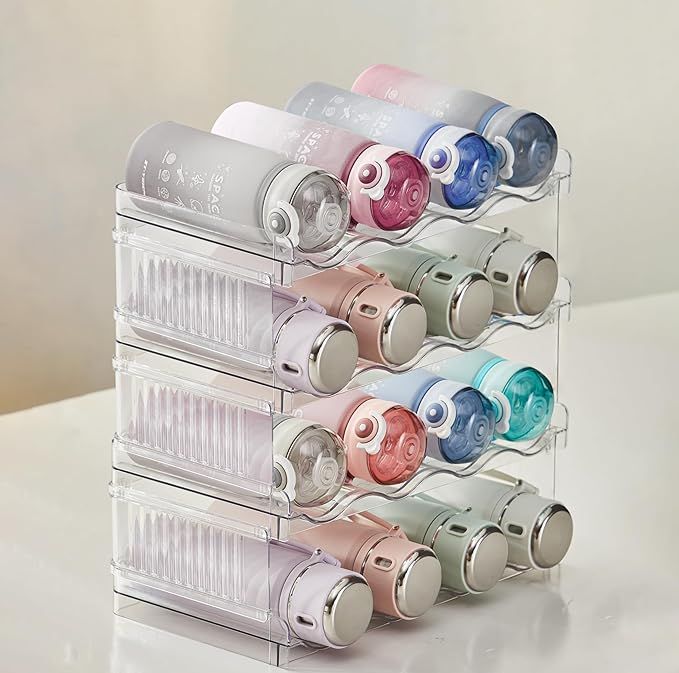 Stackable Water Bottle Organizer for Cabinet, 2 Layer Water Bottle Holder for Fridge Pantry Cabinet Kitchen Organizers & Storage (4 Layer Organizer (Hold 16 Bottles)) added by Rachel Fedorov