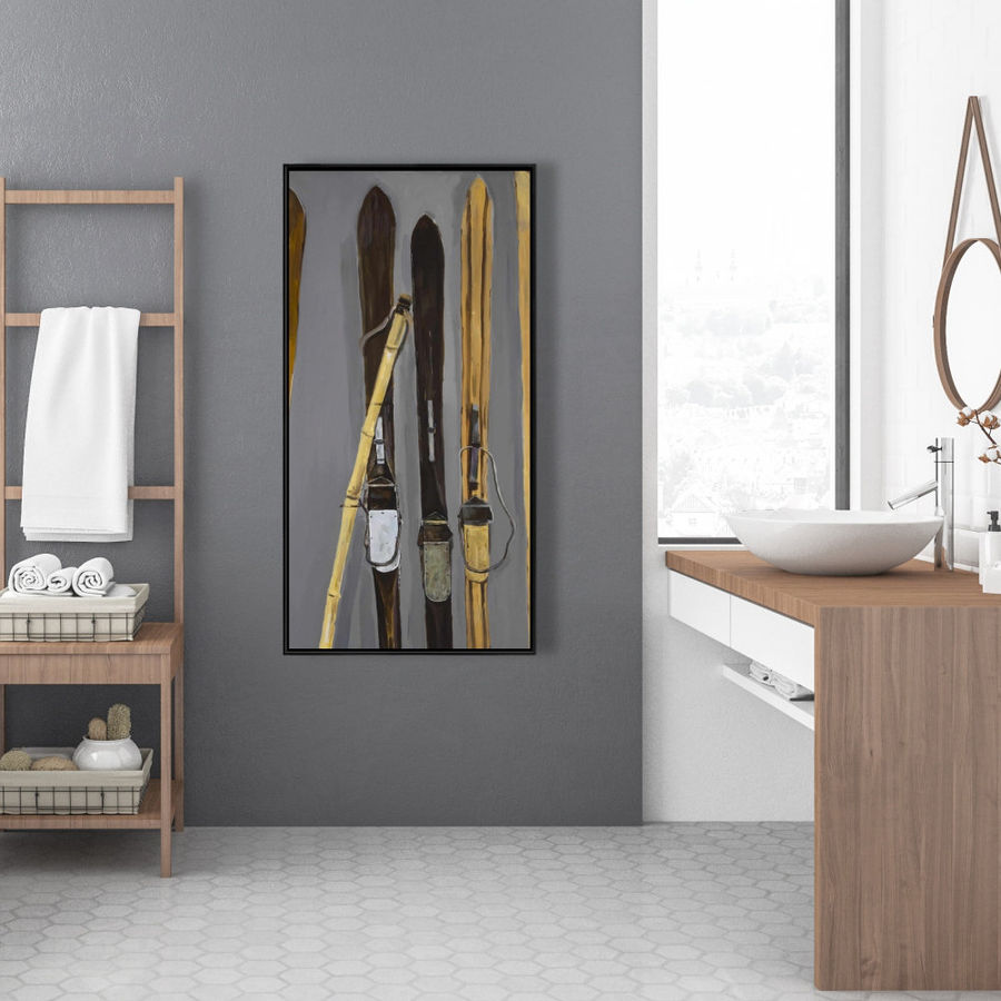 Everly Quinn Ski poles and vintage skis - 24"x48" Framed canvas | Wayfair added by sallie tyler