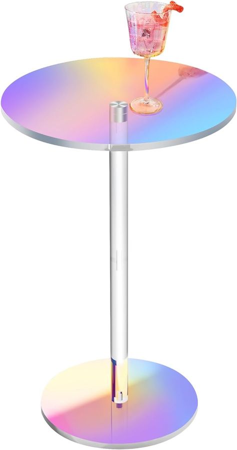 NiHome Luxurious Iridescent Acrylic End Table 1PC, Compact 12x12x18.9 Versatile Design for Living Room & Bedroom, Sturdy 0.4" Thick Impact Resistant, Easy to Assemble Modern Minimalist Rainbow Decor added by Sarah Jackson