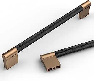 Asidrama 10 Pack 7.5 Inch(192mm) Matte Black and Champagne Bronze Cabinet Pulls Knurled Cabinet Handles Kitchen Cabinet Hardware Cupboard Handles Drawer Handles Dresser Pulls added by HELEN SALGADO