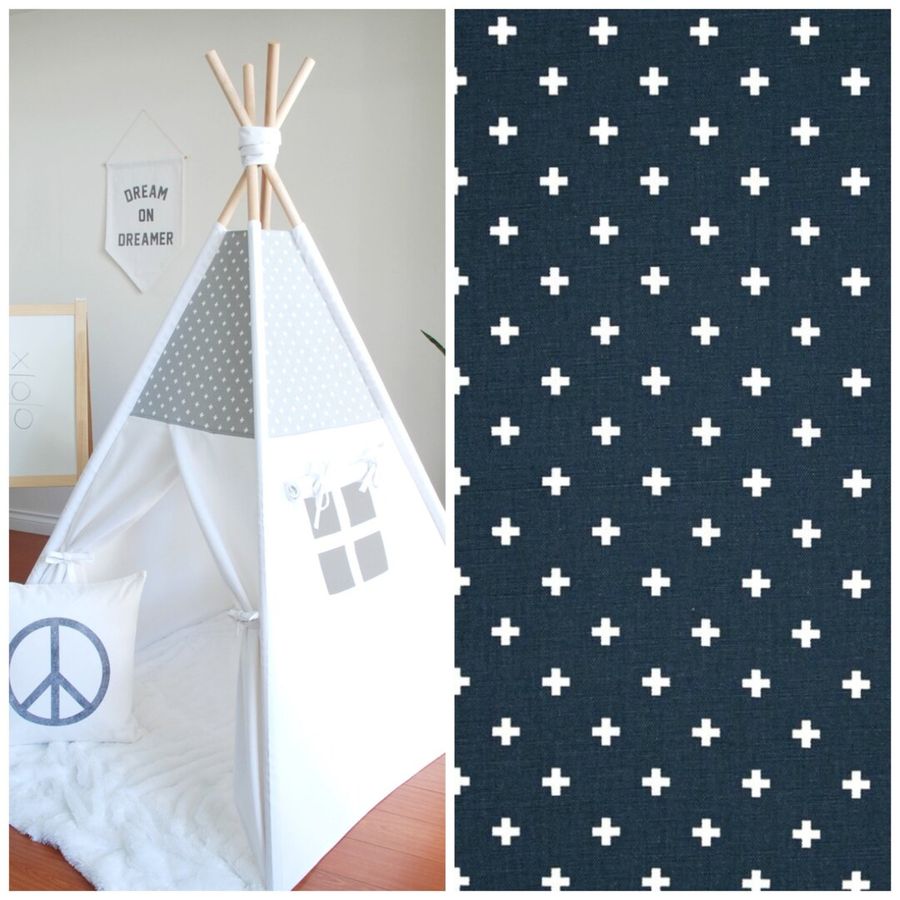 Navy and White Mini Print Swiss Cross Canvas Teepee Play - Etsy added by Stephanie Northrop