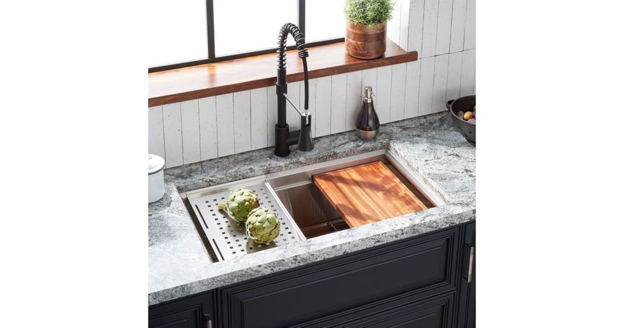 (Plumbing) Signature Hardware SHWORK1BZ Workspace 32" Undermount Single Basin Stainless Steel Sink with Accessories added by Kate Savitch