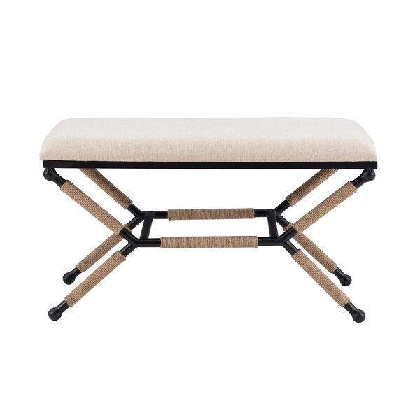 Lombox 36" Metal Upholstered Backless Campaign Bench with Rope Detail added by Cornelia Spiske